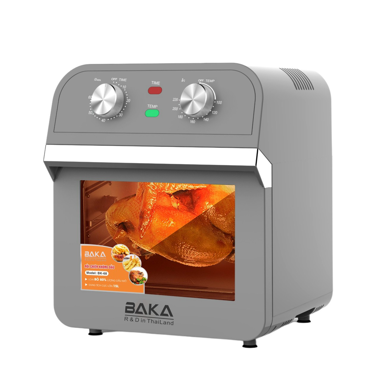 Nồi Chiên Không Dầu Dung Tích Siêu Lớn BAKA BK-68 - Màu Ngẫu Nhiên - Hàng Chính Hãng
