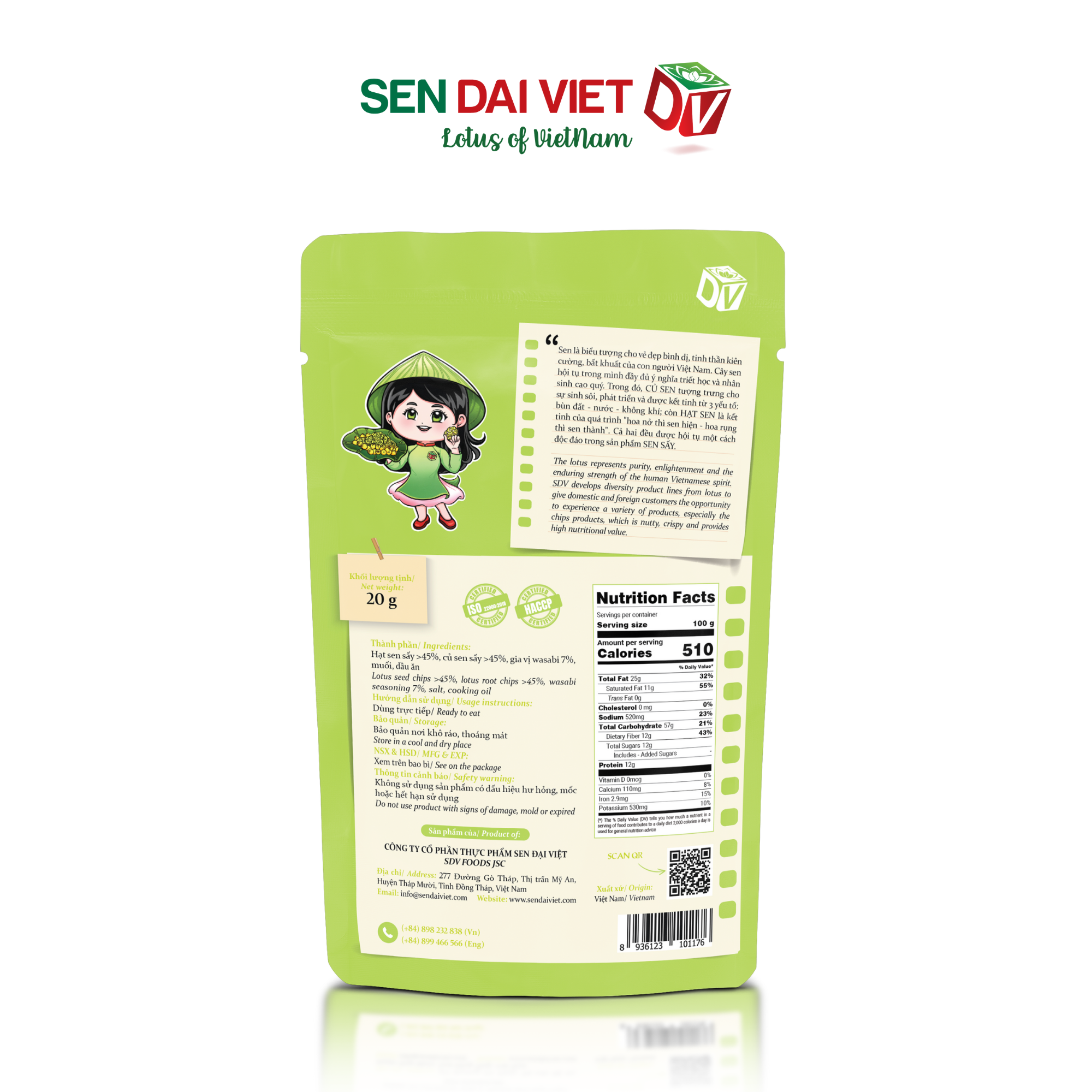 Sen Sấy Vị Wasabi- Sen Sấy Giòn Tan, Vị Cay Bùng Nổ, Kích Thích Vị Giác, ĐV- Sen Đại Việt- Gói 30g