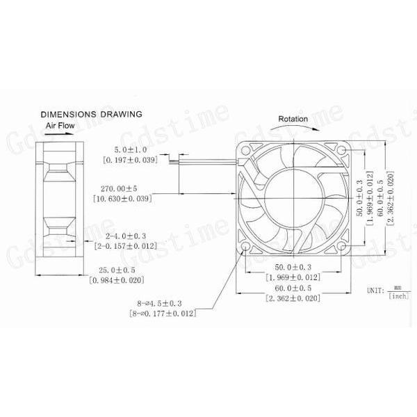 Gdstime 1 Pieces DC 11V 1pin 60mm x 60mm x 11mm 6cm 6011 Black Plastic Brushless Cooling Fan