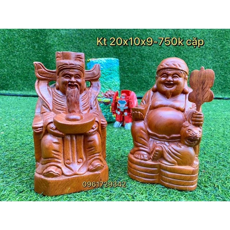 Cặp thần tài thổ địa cao 20 gỗ hương