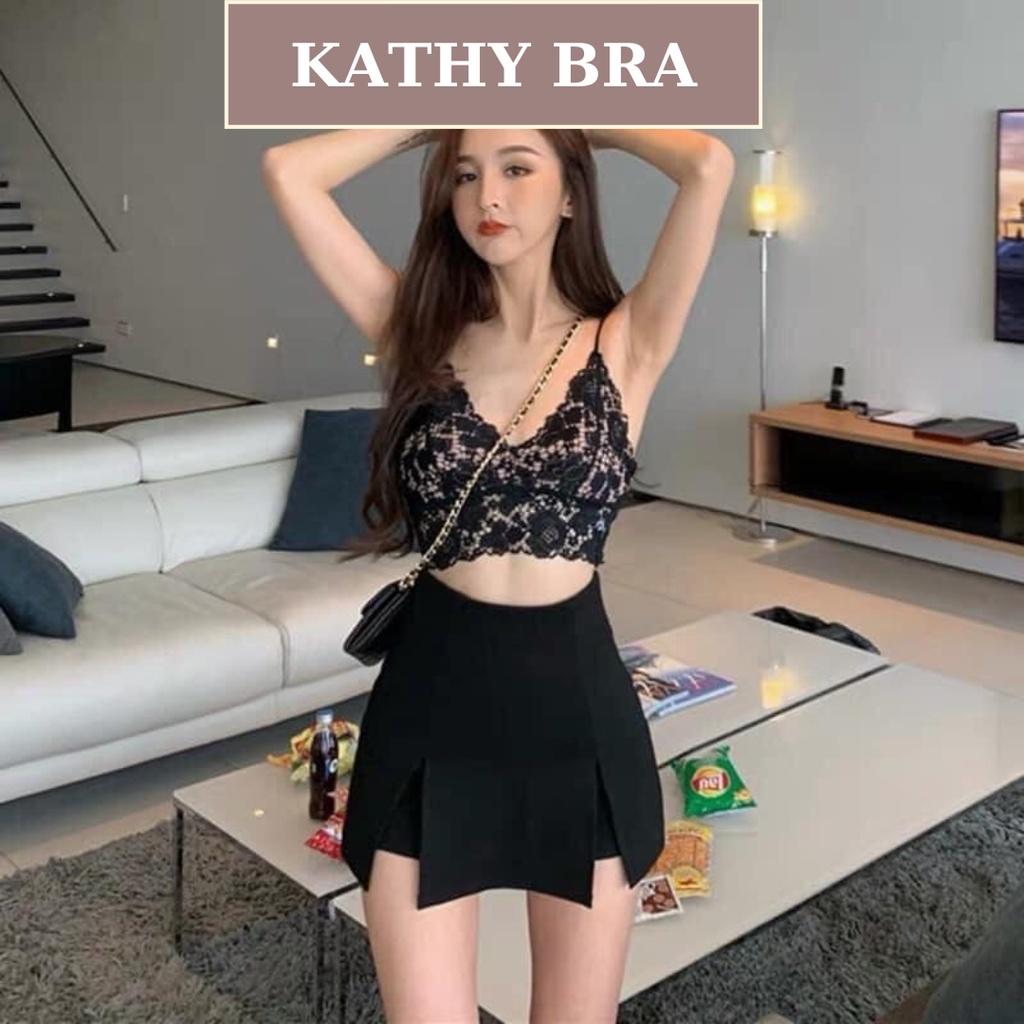 A10 Áo Bra Ren Bralette KATHY BRA Hai Dây Có Mút Ngực Không Gọng Kiểu Dáng Croptop Ren mềm Mịn Dễ Mix Đồ