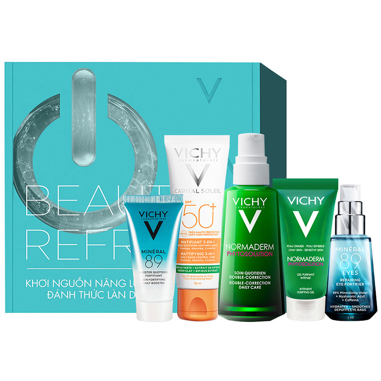 Bộ sản phẩm VICHY Beauty Refresh Box giúp làm sạch, giảm dầu ngừa mụn và bảo vệ tối ưu cho da dầu mụn