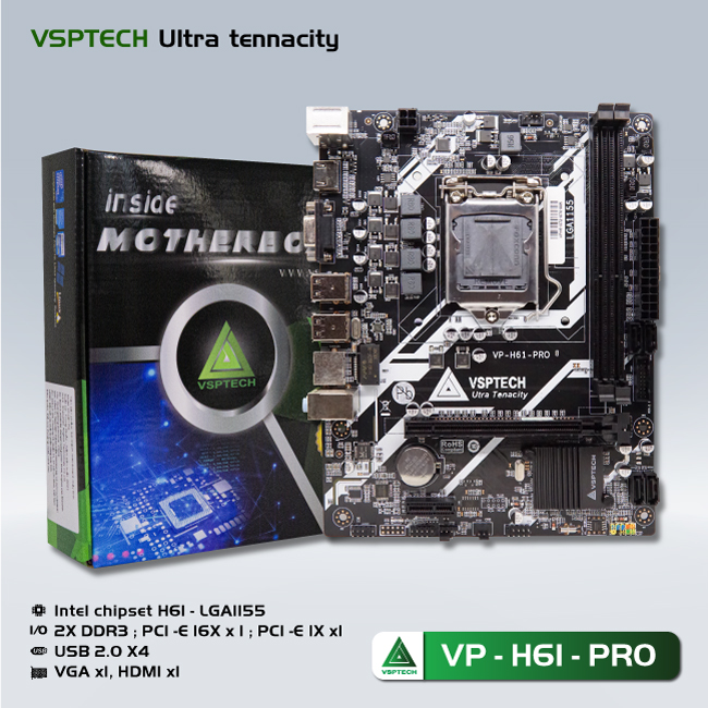 MAINBOARD VSPTECH H61-PRO - HÀNG CHÍNH HÃNG