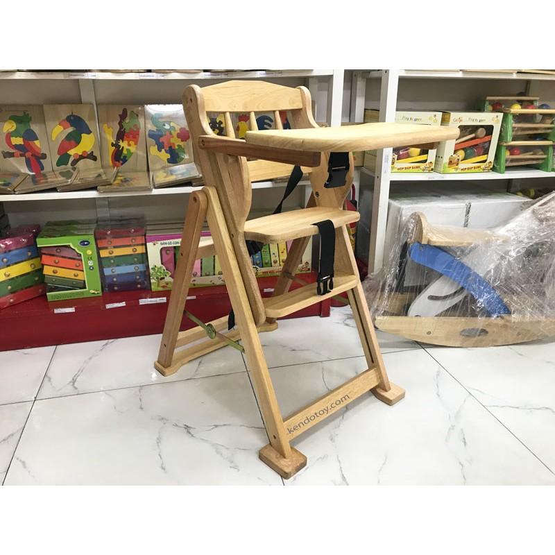 Ghế ăn bột cao cấp cho bé bằng gỗ tự nhiên có đai an toàn và tăng giảm chiều cao dễ dàng 3 nấc  | Ghế ăn chịu lực cao