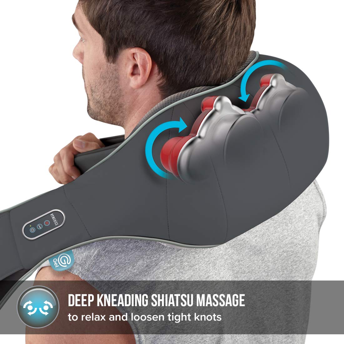 Đai massage vai cổ gáy USA công nghệ 3D Shiatsu GEL ( kèm Nhiệt , hồng ngoại ) HoMedics NMS-700RCG-EU nhập khẩu USA