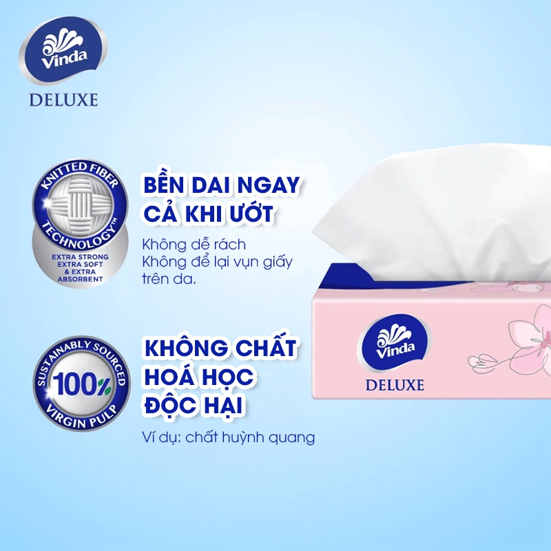 [MUA 1 THÙNG KHĂN RÚT SIZE L TẶNG 1 LỐC L + 1 LỐC S] Khăn giấy rút cao cấp Vinda Deluxe 3 lớp 110 tờ size L (4 Gói)