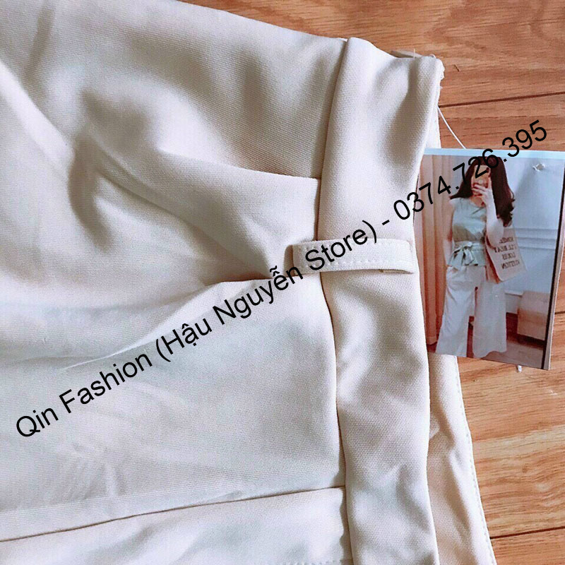 Set 2 Món: Áo Cột Nơ Eo & Quần Ống Rộng - Hậu Nguyễn Store