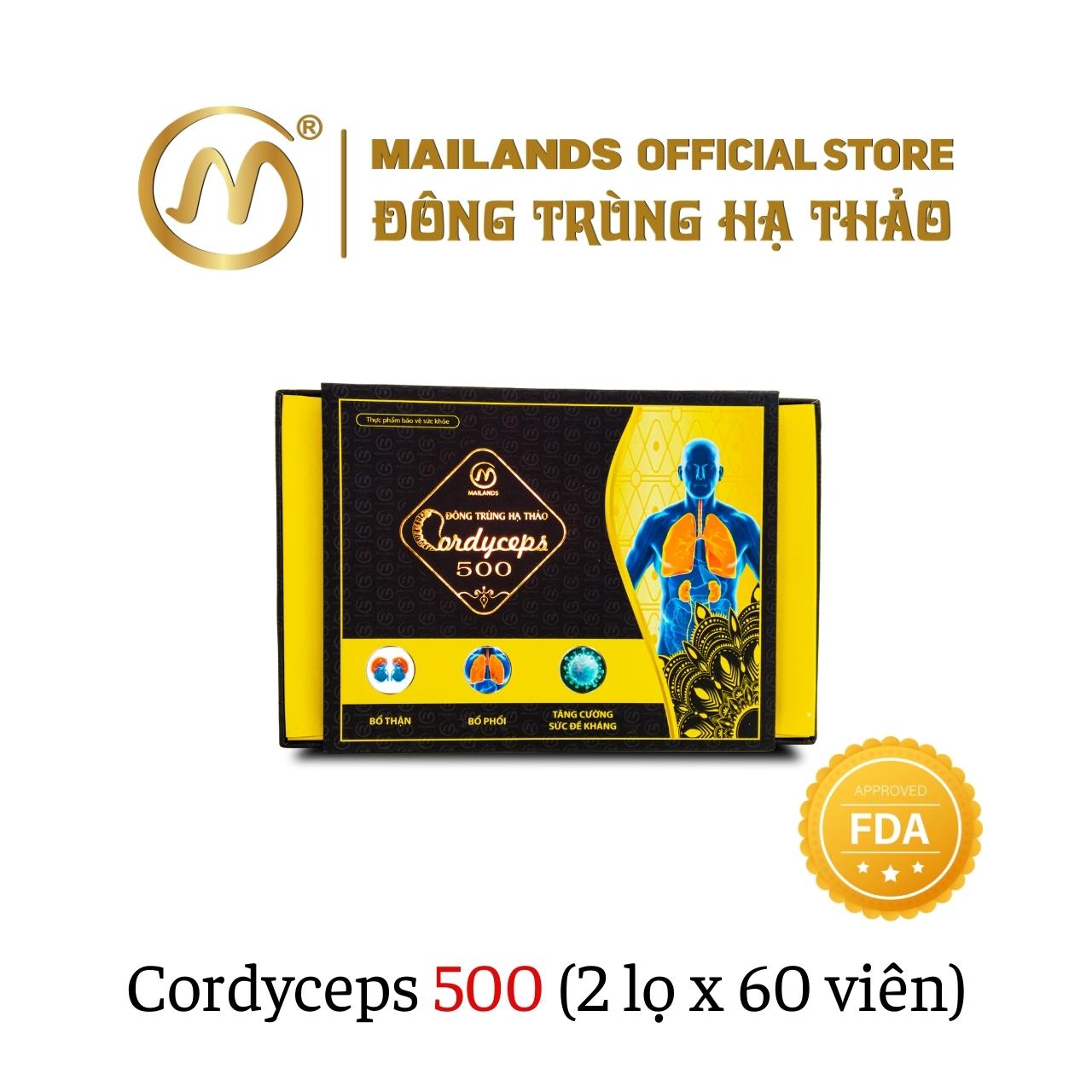 COMBO 4 hộp Đông Trùng Hạ Thảo MaiLands Cordyceps 500