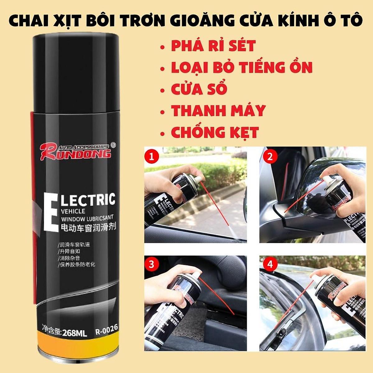 Chai xịt bôi trơn gioăng cửa kính ô tô xe hơi dung dịch bảo dưỡng làm mới cao su chống kẹt, phá rỉ sét