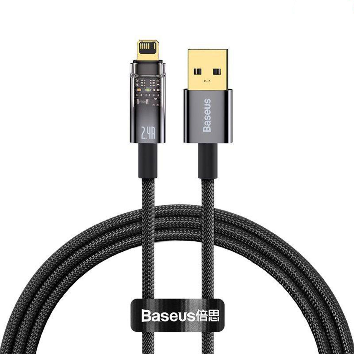 Cáp Sạc nhanh  2.4 A tự ngắt Gen2 Baseus Explorer Series dùng cho ipad, iPhone 13,12,11promax (USB to IP, Auto Power-Off, 2.4A Fast Charging & Data Cable)- Hàng chính hãng