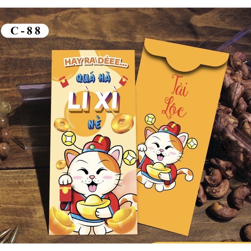 Com bo 10 xấp 100 bao xì xì Tết  truyền thống đa dạng nhiều màu , nhiều mẫu dễ thương và cute