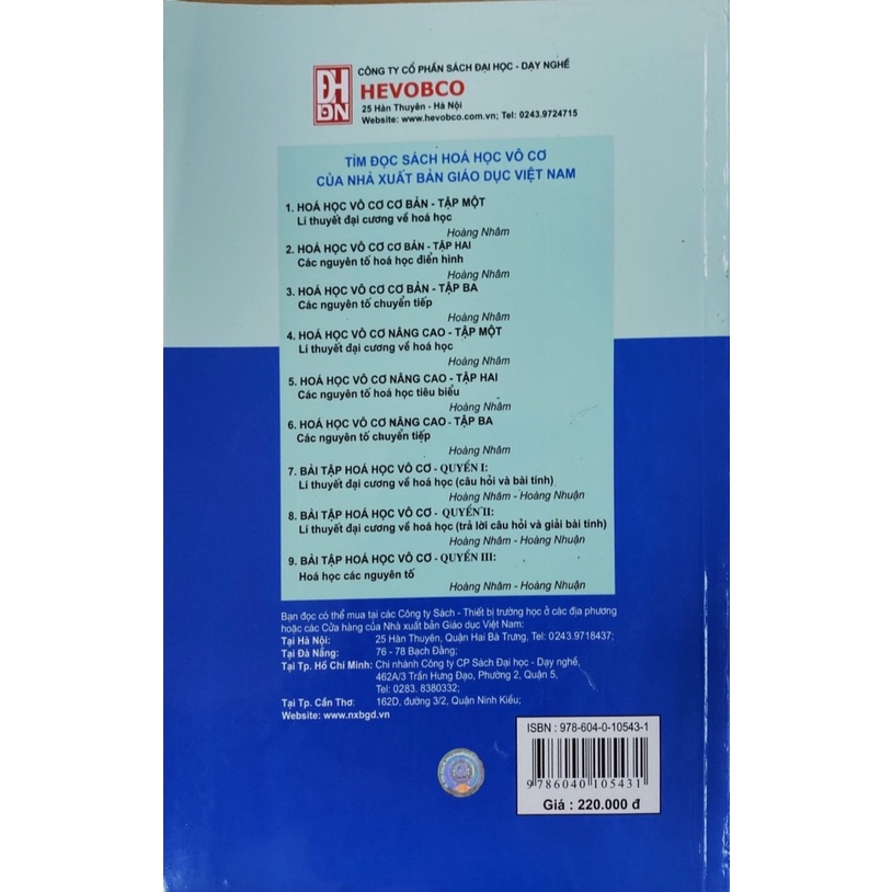 Combo Hóa Học Vô Cơ Nâng Cao Tập 1 + Tập 2 + Tập 3.