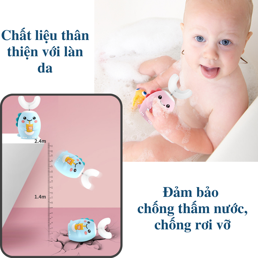 Bàn chải vệ sinh răng miệng tự động cho bé CTFAST K10, bàn chải điện chữ U làm sạch 3 chế độ, an toàn chống nước