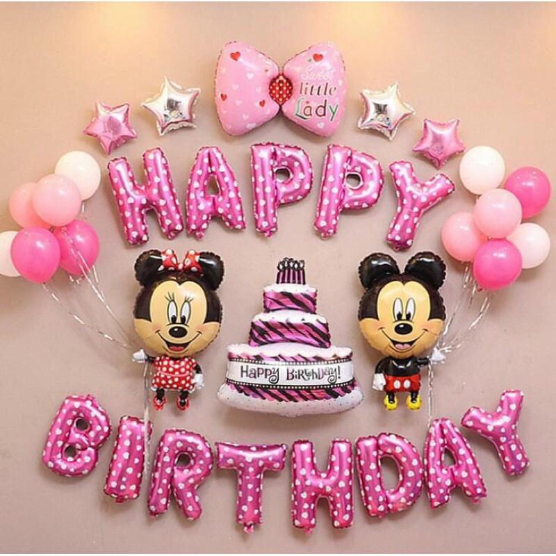 Sét trang trí tiệc , sinh nhật trọn bộ bóng happy birthday kèm bơm