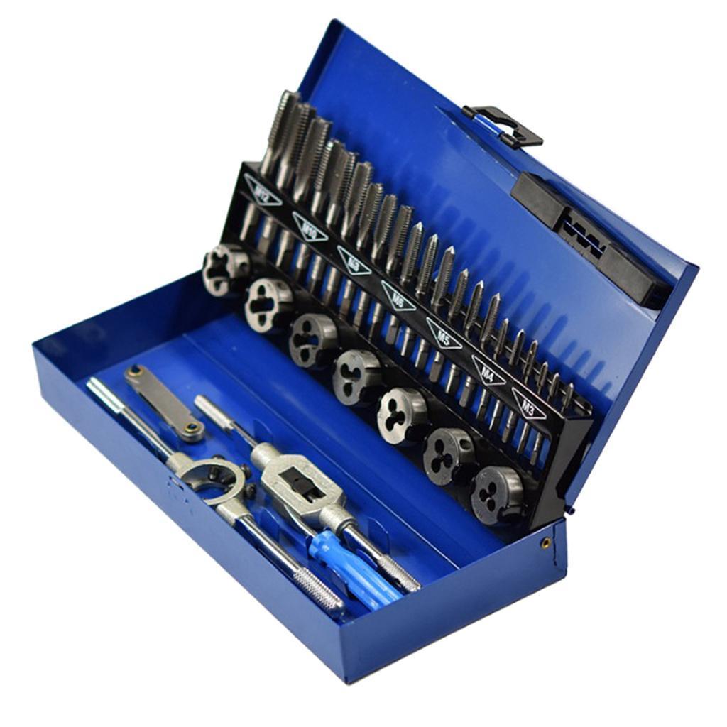 Tap And Die Set HSS Metric Cut Hand Tool Tool Bit Set Engineer Kit W/ Case