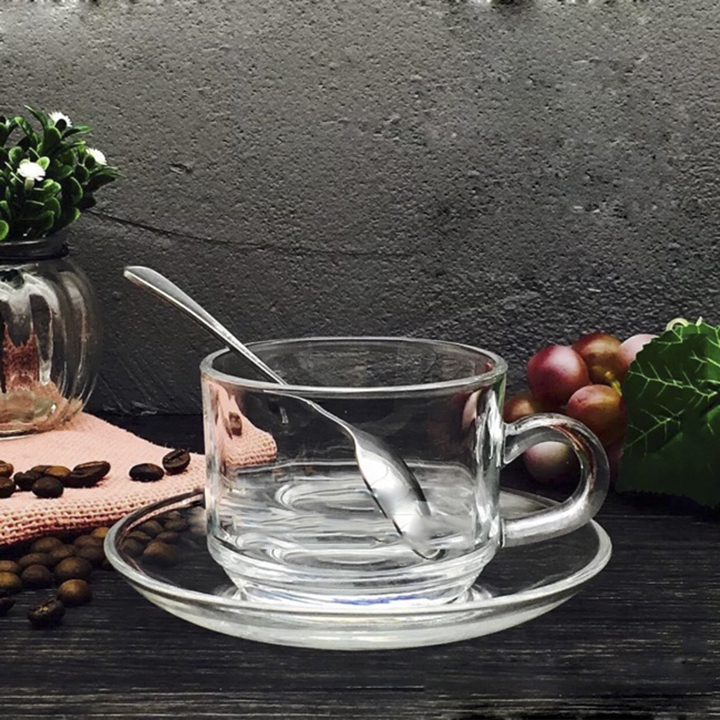Bộ 2 tách cà phê UNI 200ml , có quai, chất liệu thủy tinh, dành cho đồng uống nóng.