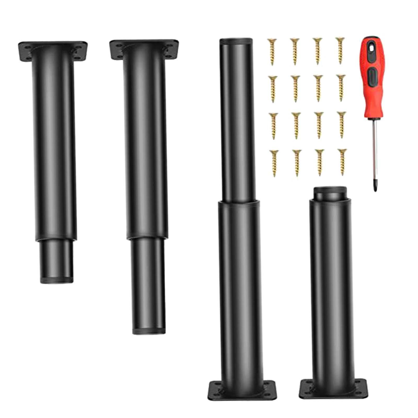 4 Pieces Bed Leg Support Feet Adjustable Height Replacement Leg Heavy Duty Steel Adjustable Leg for Table for Dressing Table Furniture Sofa