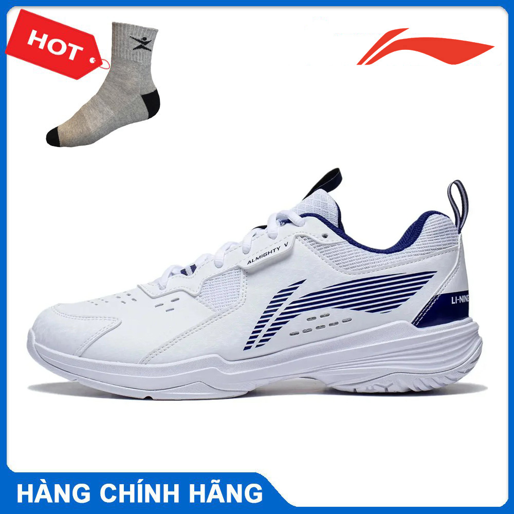 Giày cầu lông Lining nam chính hãng AYTT001 mẫu mới có 3 màu lựa chọn – tặng tất thể thao bendu – Trắng – 39 23