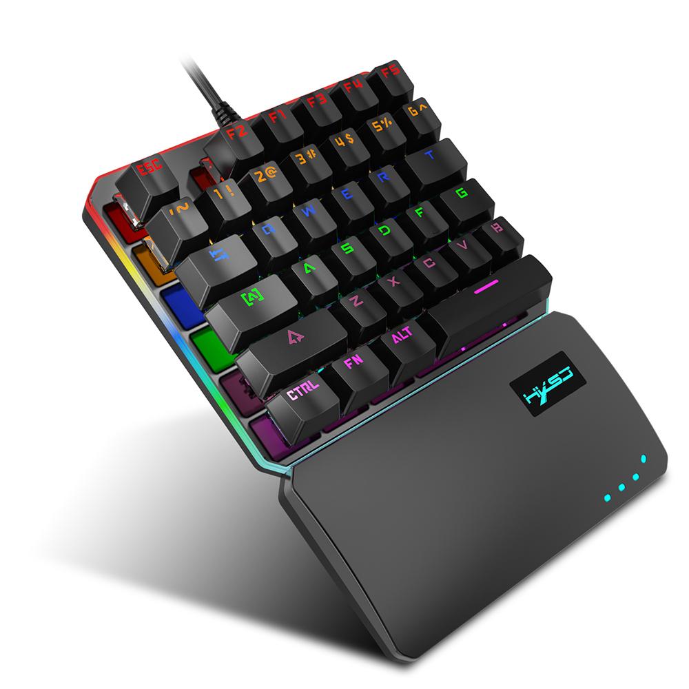 HXSJ V200 Keyboard 8 Backlit Mode Green Axis 35Keys Mechanical Keyboard Mini USB Wired Keypad Replacement for PUBG LOL