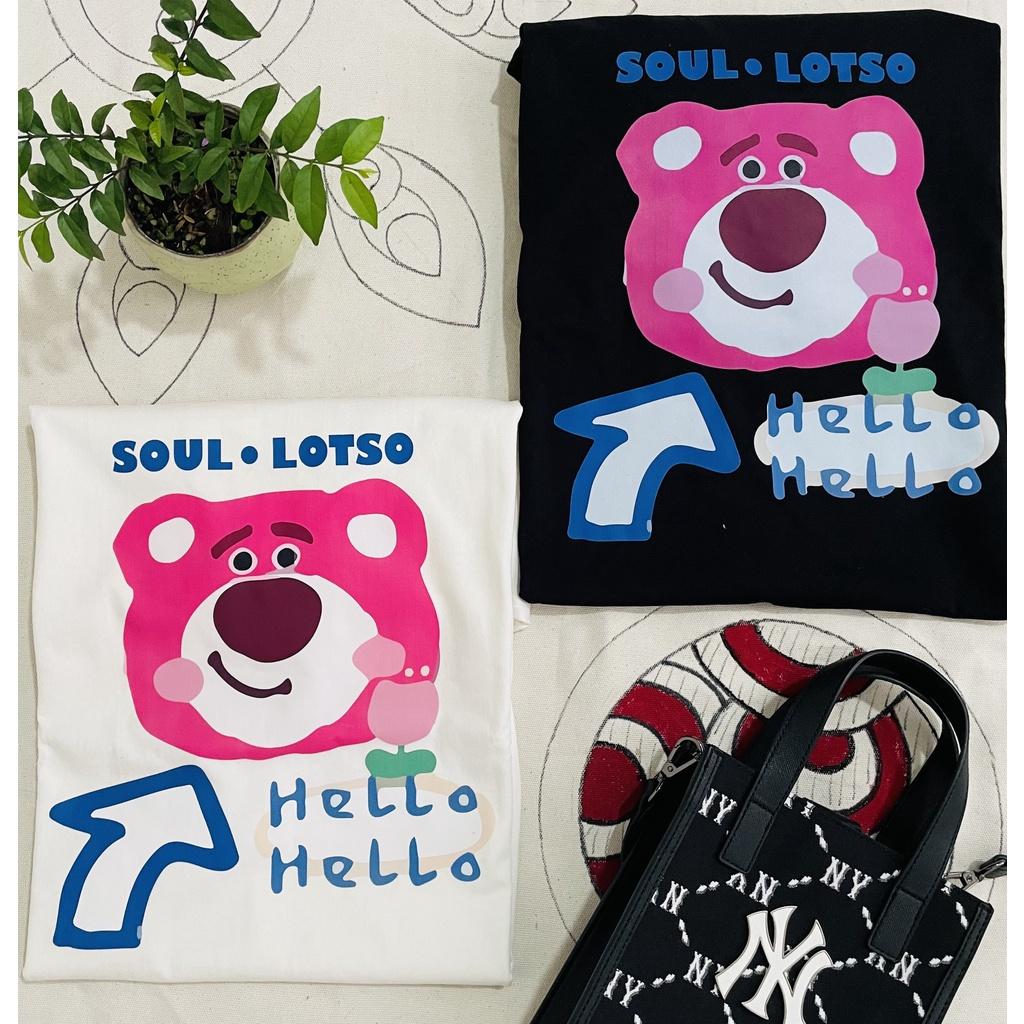 Áo thun gấu dâu Soul Lotso gấu hoa, Áo phông unisex nam nữ oversized tay lỡ form rộng streetwear