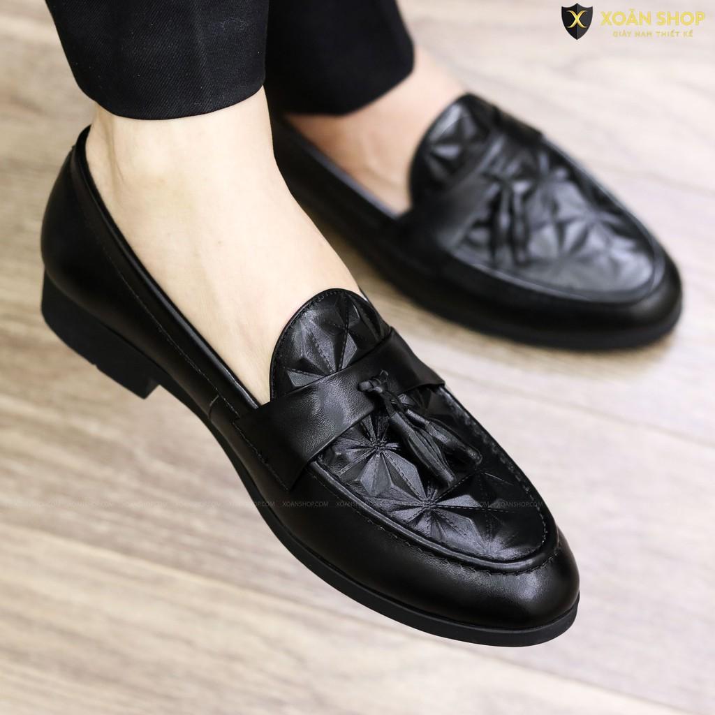 GIÀY LƯỜI NAM ĐƯỢC DẬP VÂN 3D DA LÌ - MÃ G012 CÓ CHUÔNG