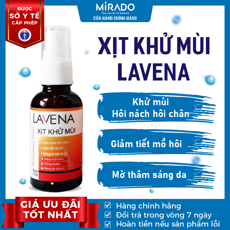 Xịt Hôi Nách, Tay, Chân Lavena Hỗ Trợ Giảm Tiết Mồ Hôi &amp; Ngăn Mùi Hiệu Quả 30ml