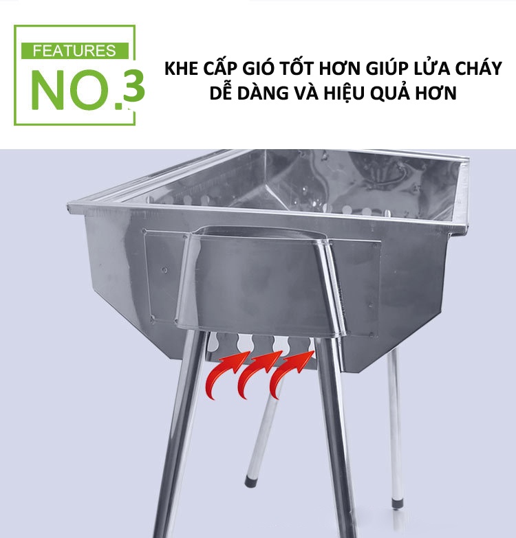 BẾP NƯỚNG THAN HOA INOX CHÂN CAO NGOÀI TRỜI - BUCOOK