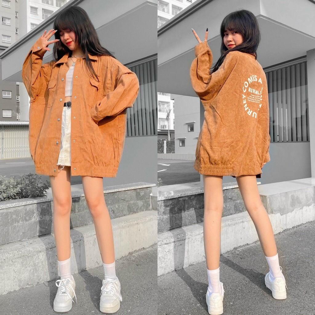 Áo Khoác Nhung Gân JONEY Form Rộng Tay Dài Unisex Nam Nữ Ulzzang (Ảnh Thật)