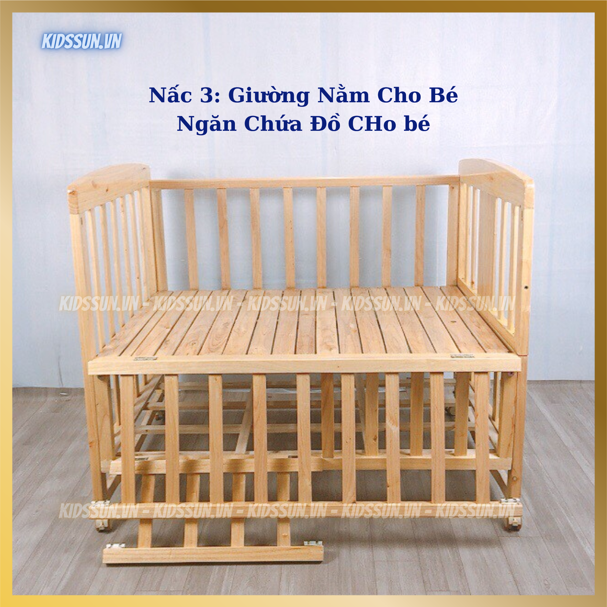 Nôi Cũi Cho Bé - Giường Cũi Gỗ Quế Đa Năng Kéo Dài Đến 1m6 - Chịu Lực Đến 100KG - Kích Thước Chuẩn - Đầy Đủ Phụ Kiện Giường Cũi Cho Bé