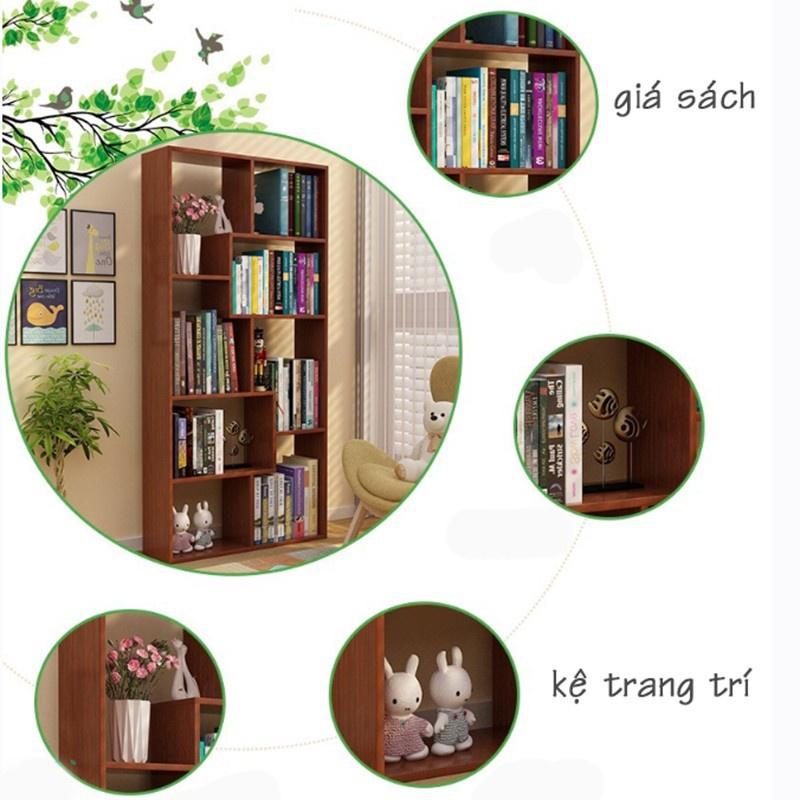 Kệ Sách Gỗ Chữ U Nhiều Ngăn Để Sàn Hiện Đại Thông Minh Từ Gỗ MDF, Phủ Melamin Chống Xước ND09