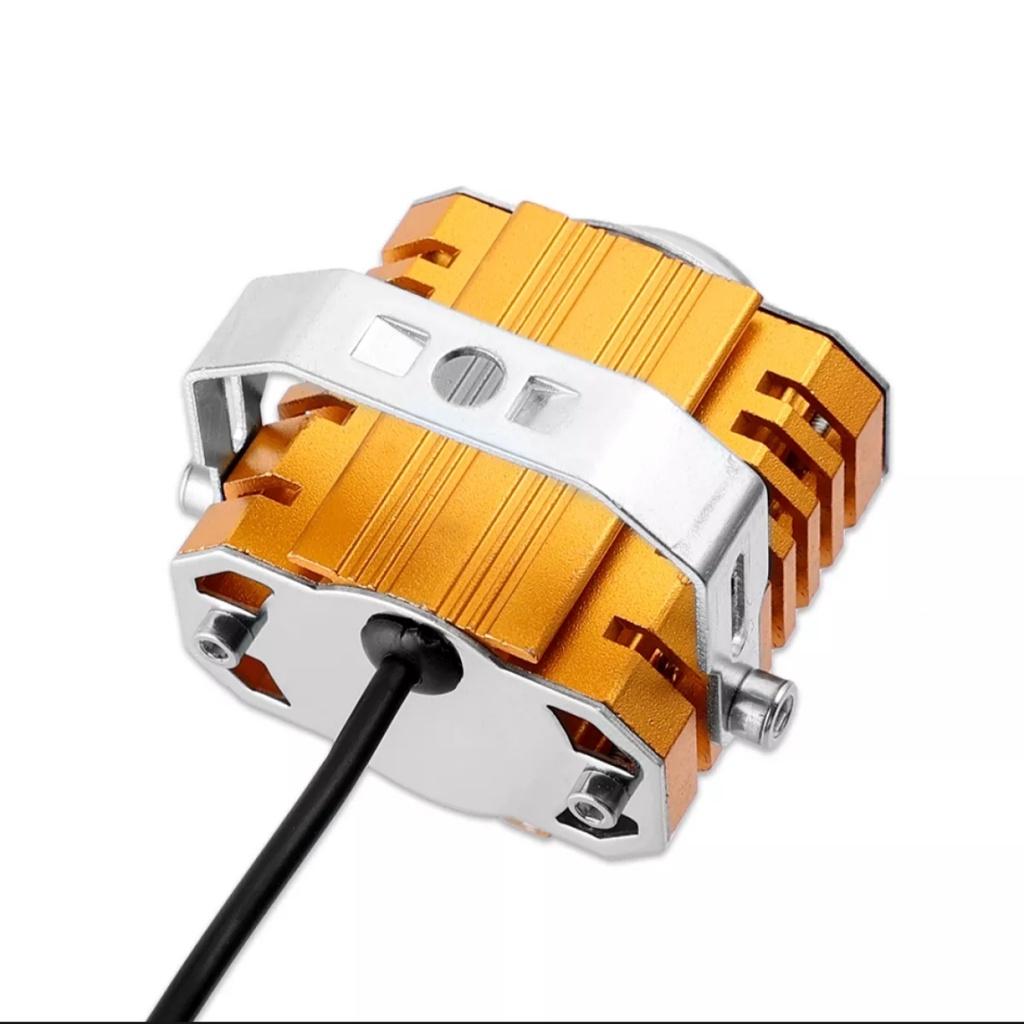 Đèn bi cầu siêu sáng xe máy ô tô motofish 2 chế độ cốt vàng pha trắng 12v-80v - 45w mẫu mới loại tốt