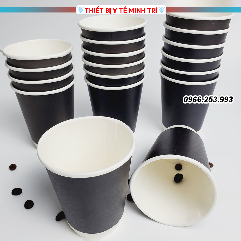 50 Ly giấy, cốc giấy dùng 1 lần 240ml - dày dặn 2 lớp - 8OZ