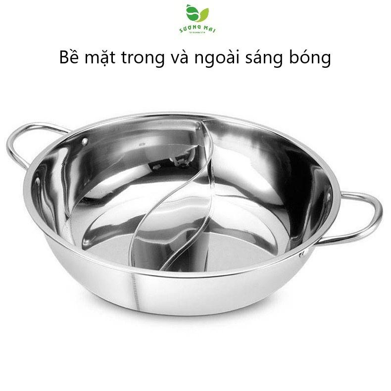 Nồi Lẩu 2 Ngăn Inox 304