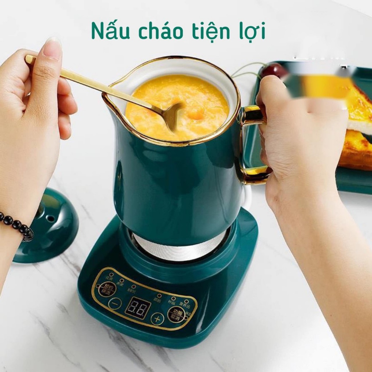 Nồi chưng yến cách thủy, nấu cháo, nồi hầm đa năng dung tích 800ml PHIÊN BẢN TIẾNG VIỆT