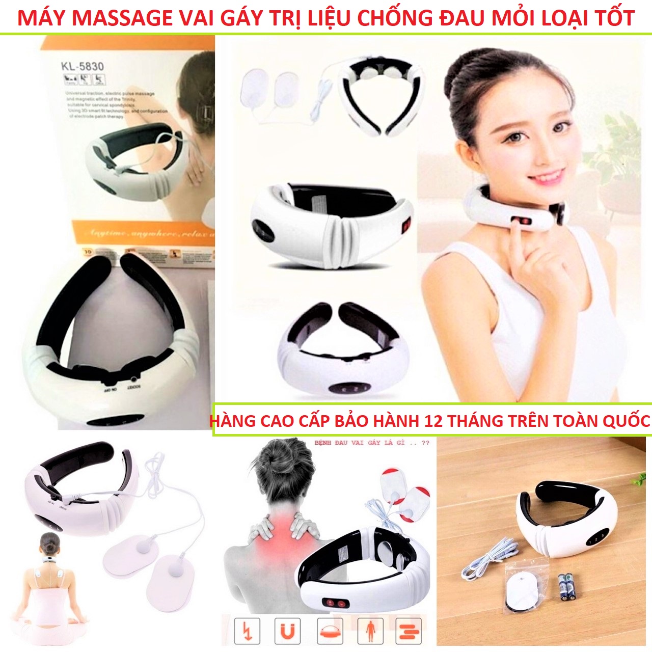 Máy massage cổ trị liệu chống đau mỏi vai gáy loại tốt đa năng mẫu mới hiệu quả cao