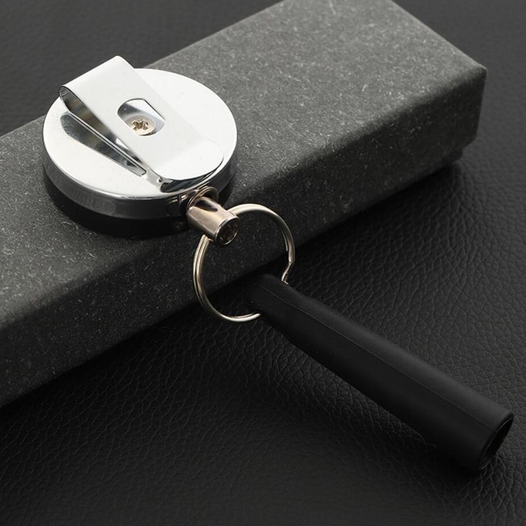 2xRetractable Anti-Theft Wire Rope Pen Holder Key  Reel Buckle with Clip