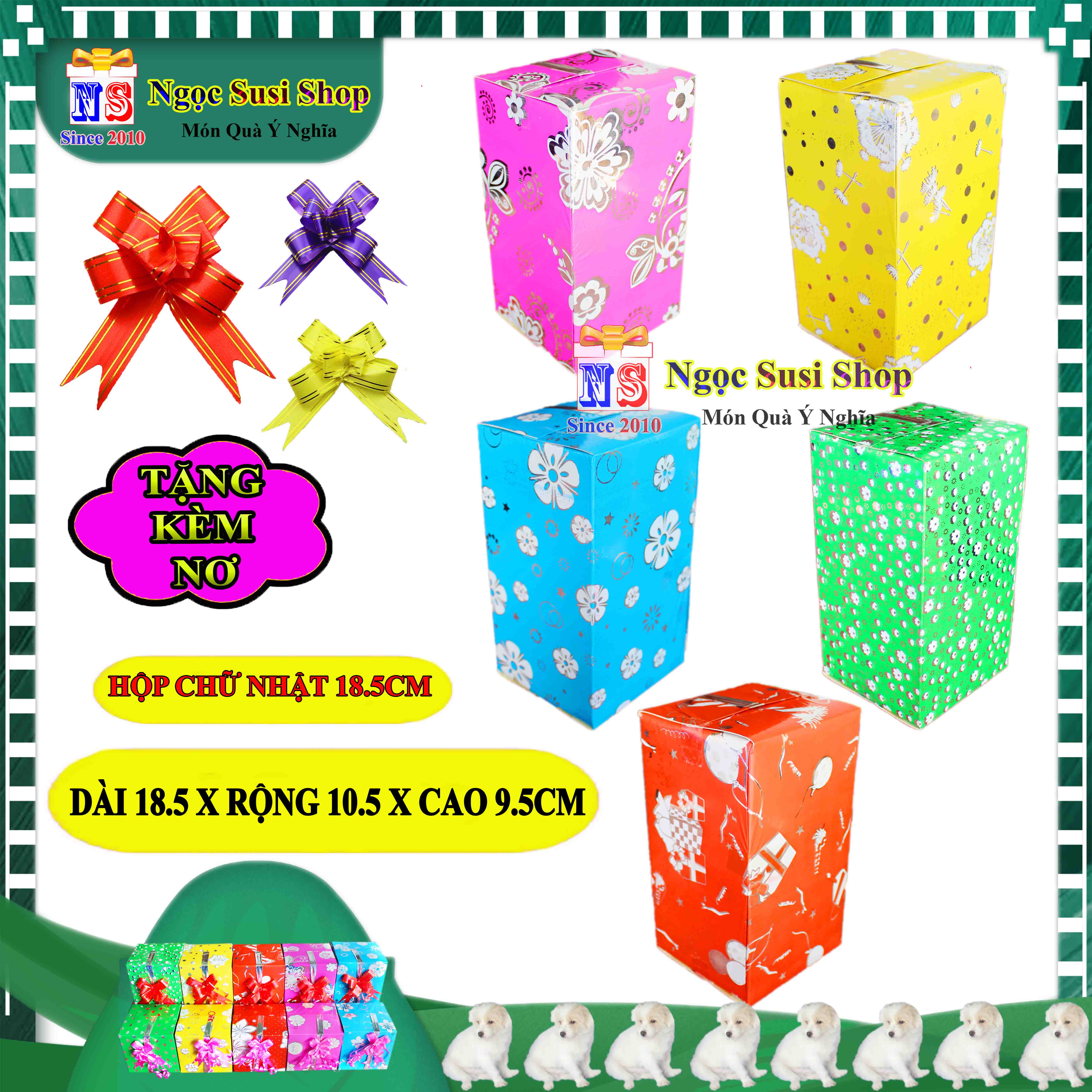 HỘP QUÀ CHỮ NHẬT SIZE NHỎ 18.5CM NHIỀU MÀU RẤT XINH + TẶNG KÈM NƠ 1.8CM - HỘP QUÀ TẶNG GIẤY KIẾNG SIÊU ĐẸP