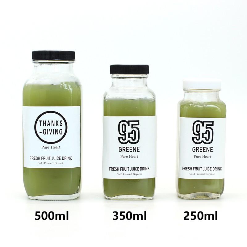 Chai thủy tinh 500ml Vuông nắp nhựa chống gỉ set