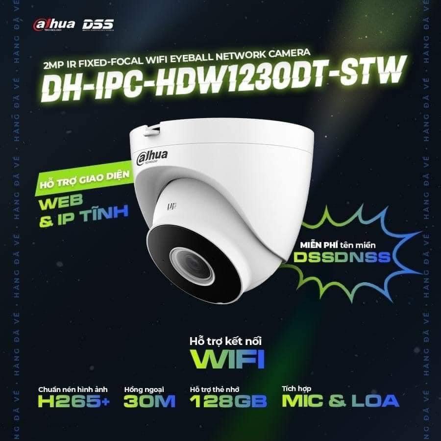 Camera Wifi DAHUA IPC-HDW1230DT-STW 2MP ,Trong nhà, Đàm thoại 2 chiều - Hàng chính hãng