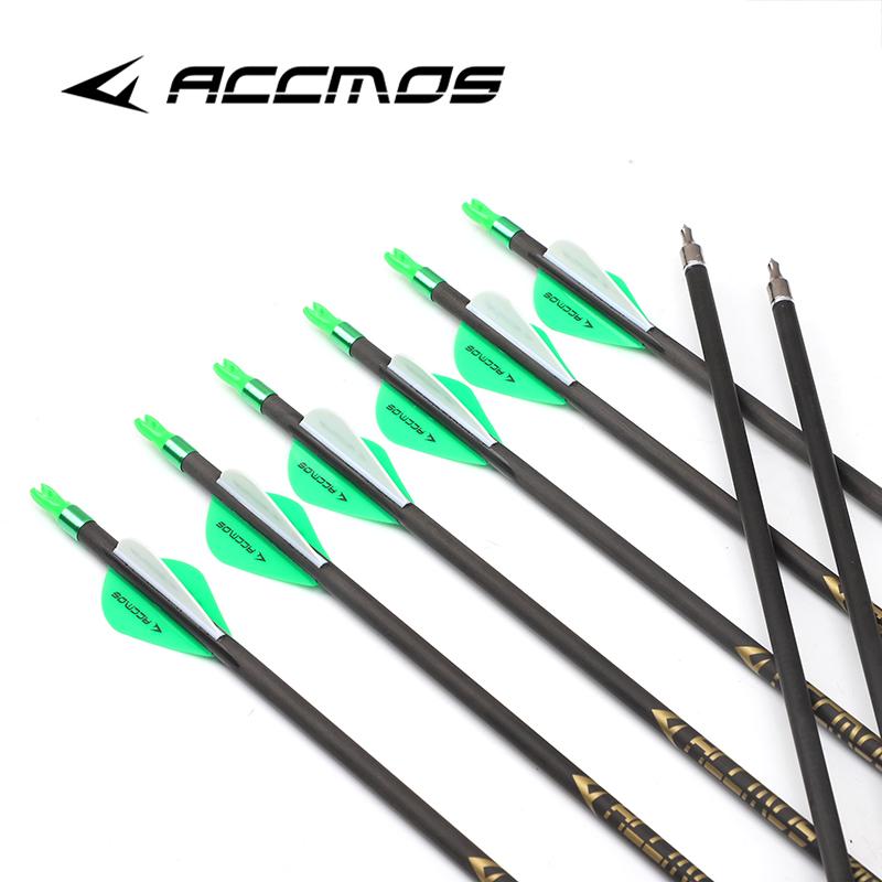 12PCS Mũi mũi bằng carbon nguyên chất 350 400 500 600 700 800 Trục mũi tên săn bắn đường kính bên trong 6,2mm cho Bắn cung Hợp chất/Tái phát Color: sp600 31in 12pc