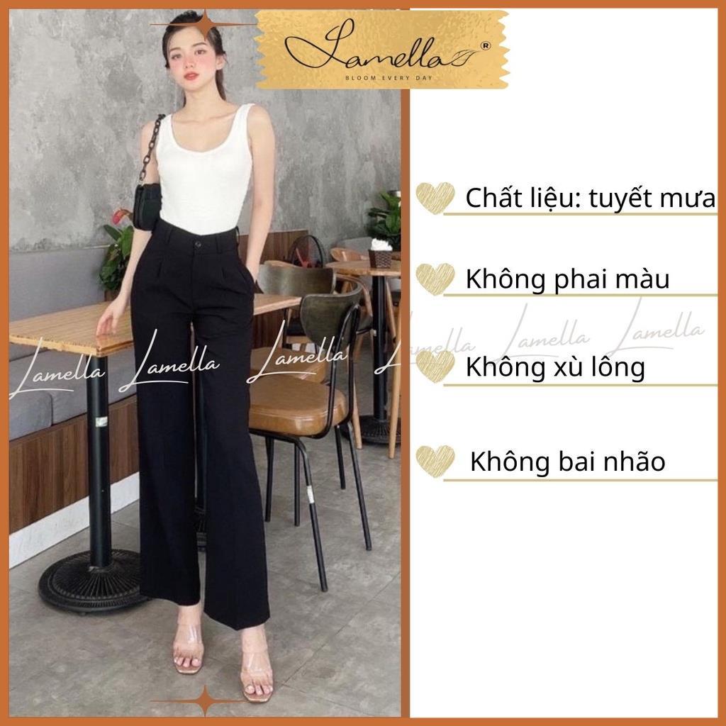 Quần tây nữ công sở lưng cao 1 khuy, quần ống suông rộng đi học bigsizeLAMELLA QS01