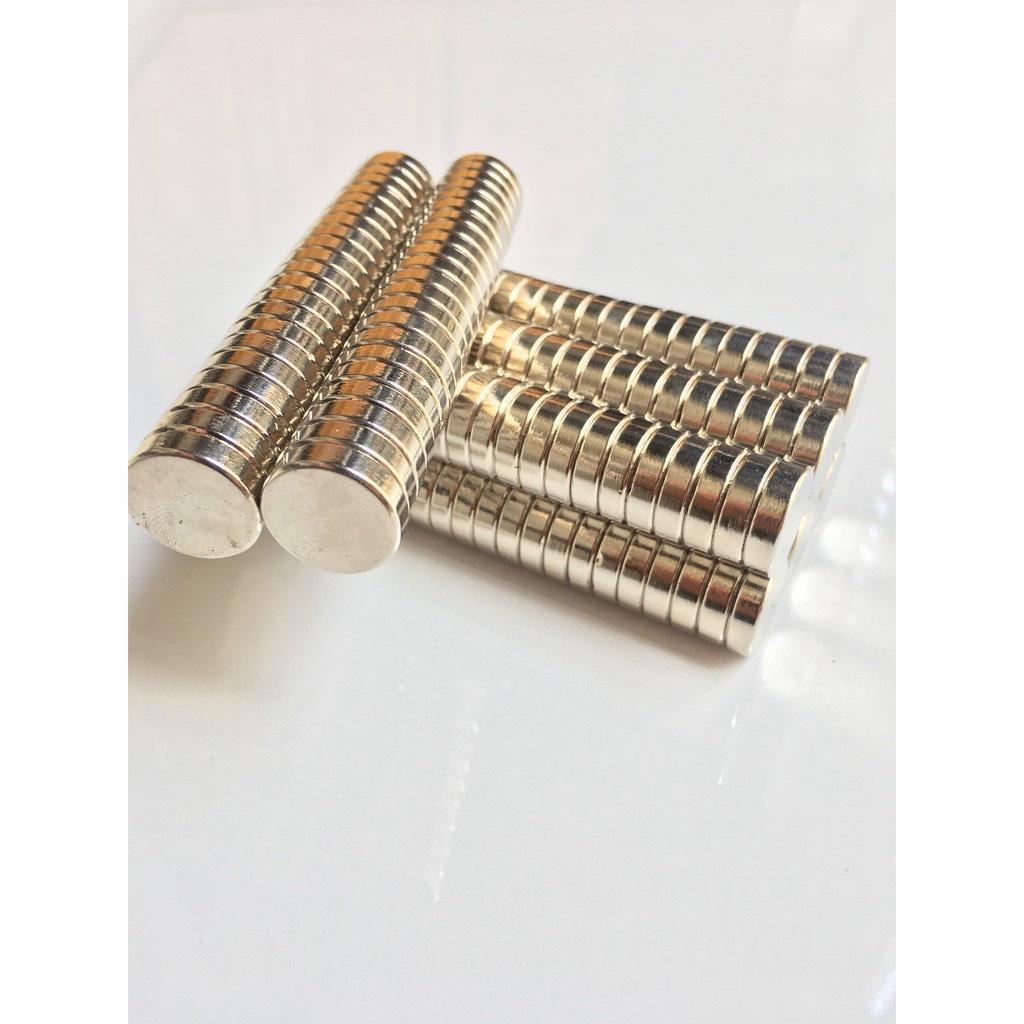 Nam châm 18x5mm viên hình tròn màu trắng bạc siêu mạnh