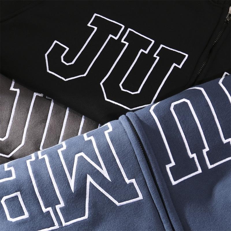 Áo hoodie, Áo khoác nỉ bông dày dặn màu xanh than JUMP khoá kéo zip dày dặn cá tính