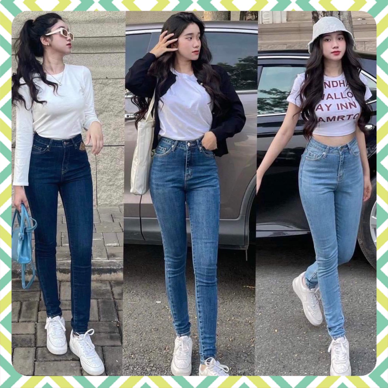Quần jean skinny nữ lưng cao và co giãn
