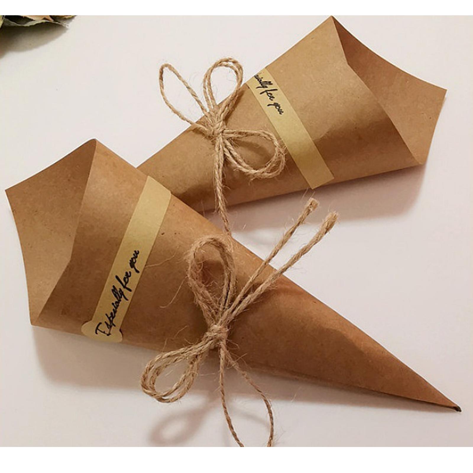 50Pieces Confetti Cones Wedding Cones Paper Cones for Wedding Party Brown