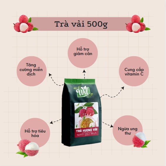 Trà vải Wil hòa tan dùng trong pha chế trà trái cây giải nhiệt túi 500g