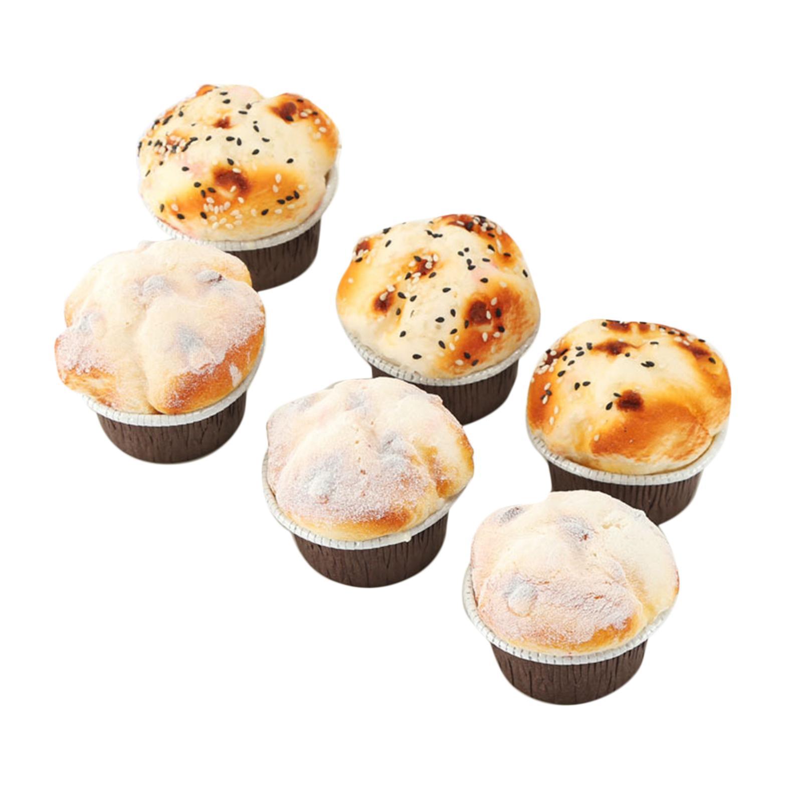 6Pcs Artificial Cake Simulation Realistic Food Cupcake Bread Dessert