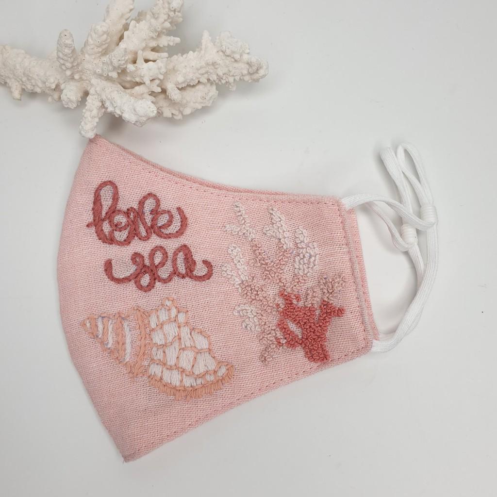 Khẩu trang thêu tay vải linen JL150X