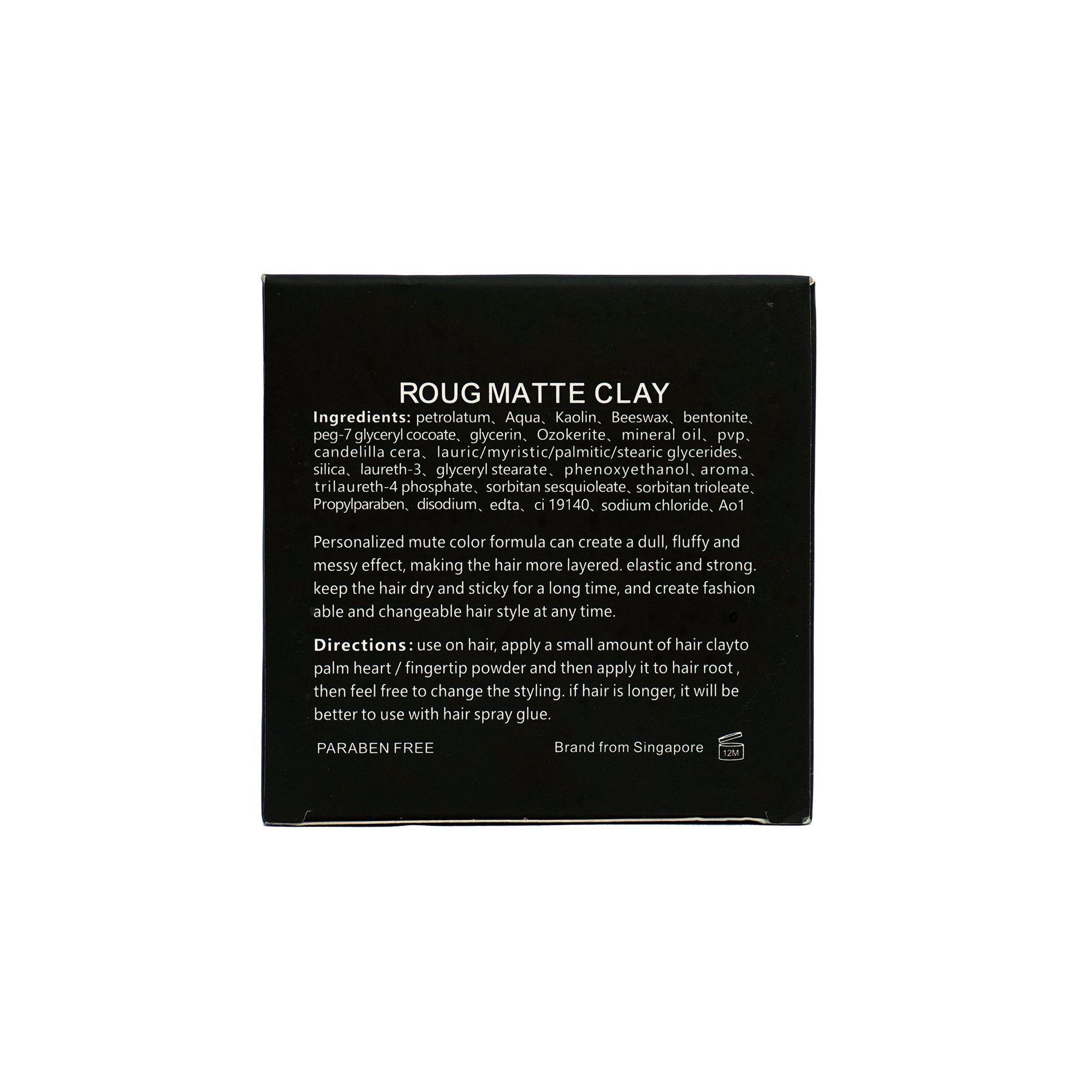 Sáp vuốt tóc nam Roug Matte Clay 90gr cao cấp Singapore | Tạo kiểu và dành cho mái tóc mỏng dầu + Tặng lược Texture Roug Men's Grooming và Lược sấy Chaoba  - Sáp vuốt tóc Roug màu đen