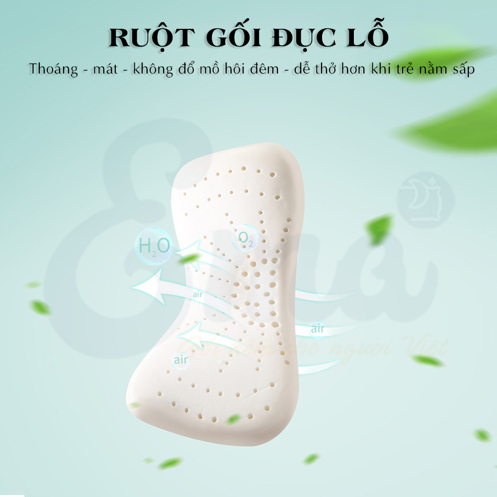 Gối cao su non trẻ em thiết kế công thái học cho bé từ 1-6 tuổi - Hàng cao cấp với ruột gối đục lỗ thoáng khí